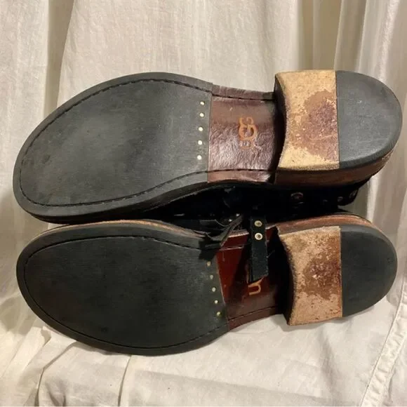 UGG Fabrizia Studded Distressed Black Suede Moto Boots 1003235 Sz 8 - Picture 7 of 13